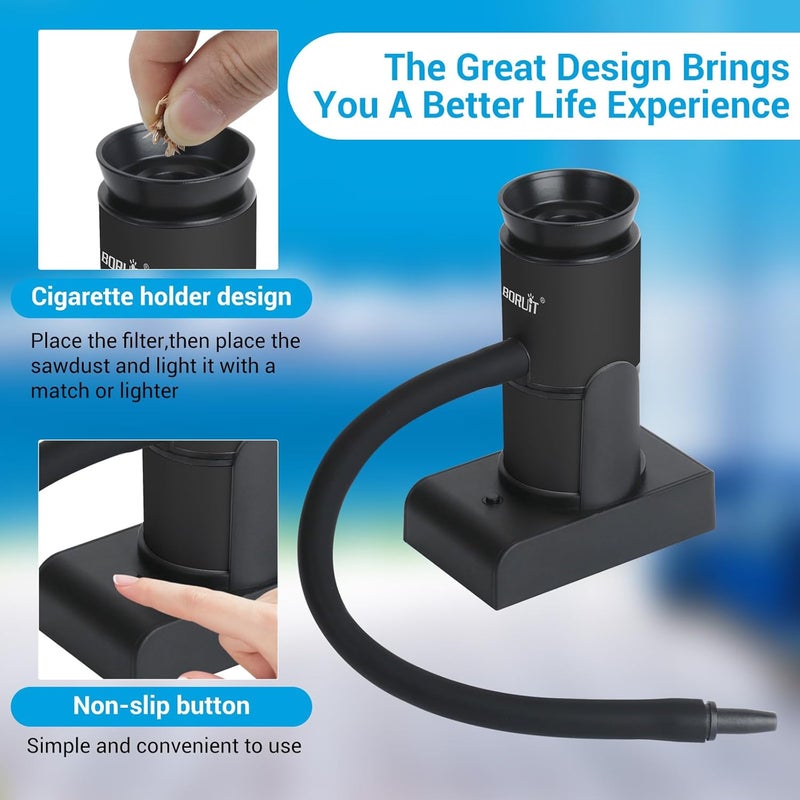 BORUIT مسدس دخان الكوكتيل يشمل رقائق الخشب والإكسسوارات، مدخن مشروبات محمول، مجموعة مدخن دخان داخلي للكوكتيلات، اللحم، الشواء، الجبن، الخضار وسو فيد (أسود) - Image 4